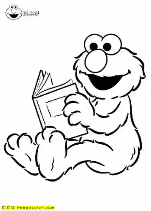 10张5岁小朋友最喜欢的黑白《芝麻街》卡通涂色图片-红豆饭小学生简笔