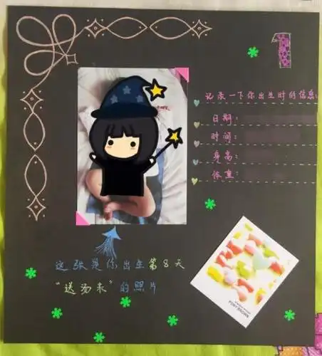 diy宝宝相册黑卡简笔画