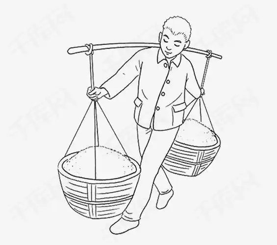 挑扁担重的简笔画