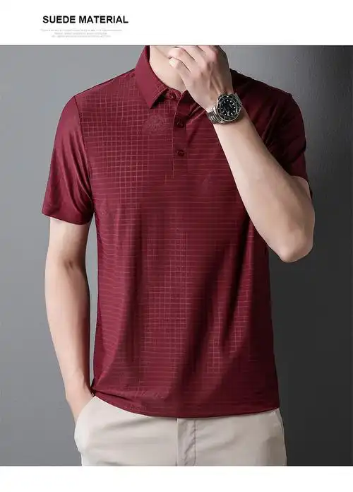 儿子女儿结婚爸爸穿的喜庆衣服短袖酒红色t恤男冰丝夏季薄款结婚礼服