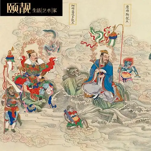 龙王人物八大丝绸画难风水卷轴画挂画现代装饰画