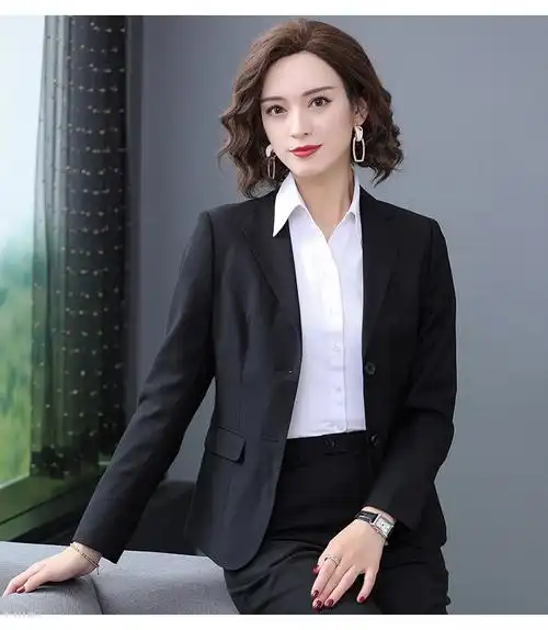 罗蒙女生西服职业装2022修身单件小西装女工作服正装时尚气质外套