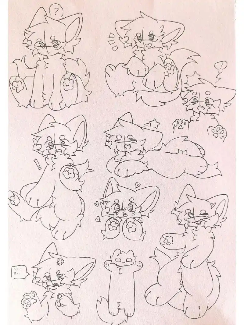 兽设q版动作素材 摸鱼,可以模仿/自描,要艾特w!