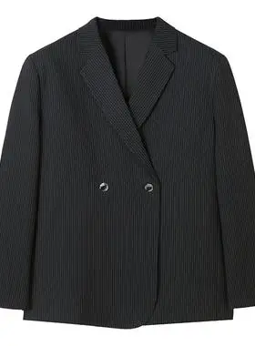 sya溪小西黑色条纹西装外套女秋季高级设计感秋季小众西服上衣