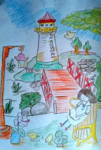 公园一角/少儿绘画作品/儿童画/网络美术馆_中国少儿美术教育网