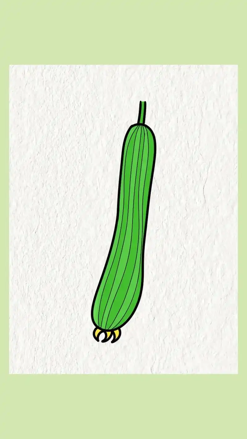 《丝瓜简笔画教程》椭圆 弧线 就可以画美味的丝瓜简笔画了,小 - 抖音