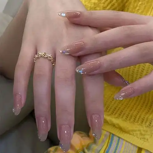 月光白永远仙女系列冰透裸色夏日清新手工穿戴甲2023新款美甲