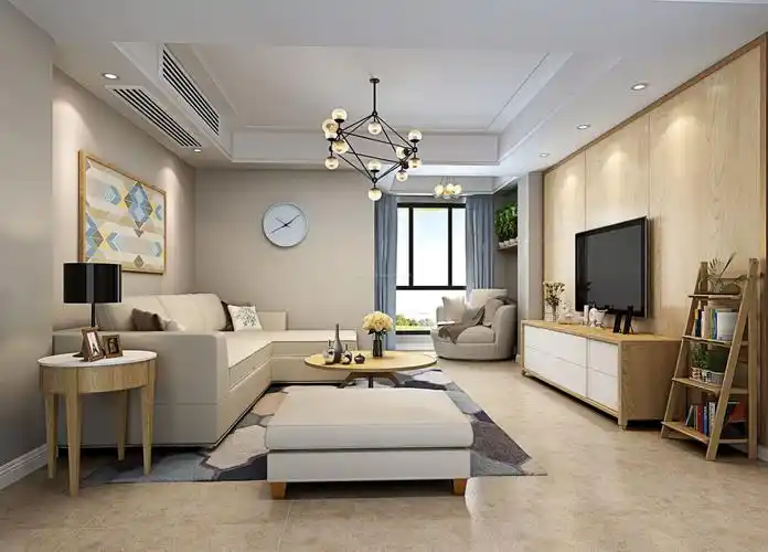 二室一厅新房客厅圆茶几布置效果图