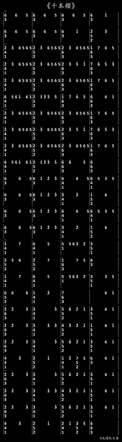 光遇千本樱321指琴谱是什么