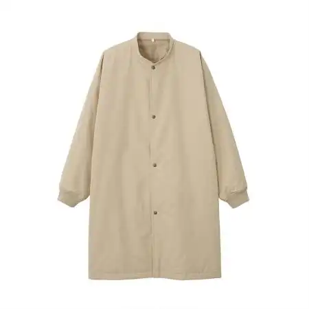 无印良品muji女式不易沾水立领大衣米色ml