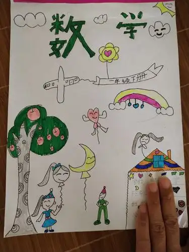 设计的数学作业封面,都是女儿自己画的,这妞想象力真好,设计也不错