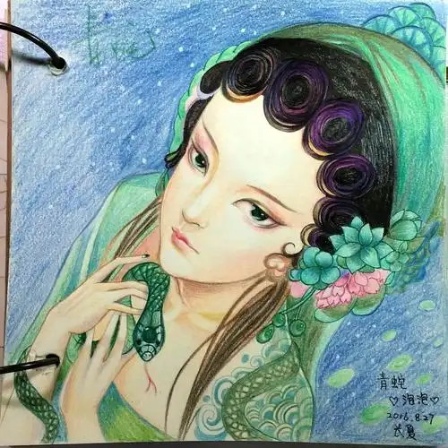 手绘彩铅古风美女10含步骤