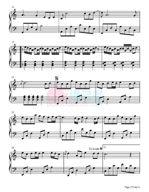 程响《四季予你》钢琴谱高清完整版|酷玩吉他|扒谱制谱,高品质吉他谱