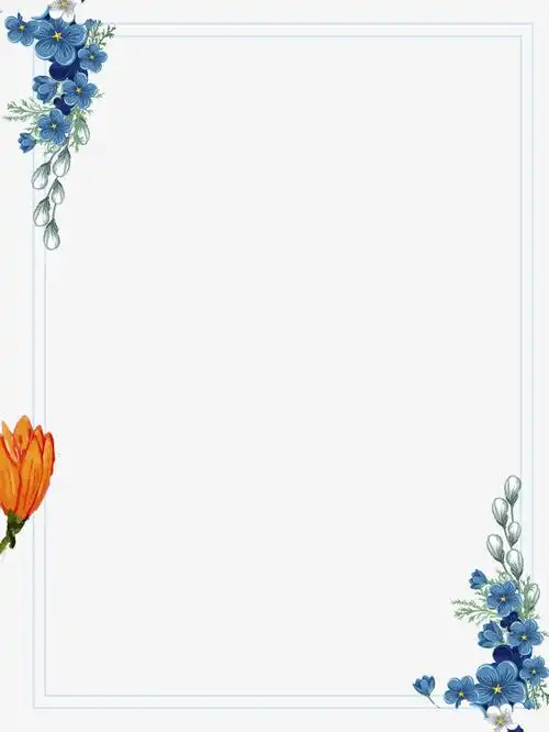 手绘蓝色小花边框素材免费下载_觅元素