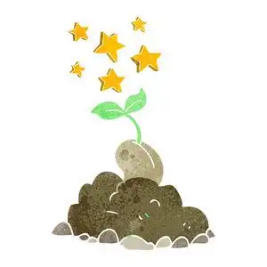 独立的矢量剪贴画种子发芽图标, 卡通风格小生长植物卡通插图