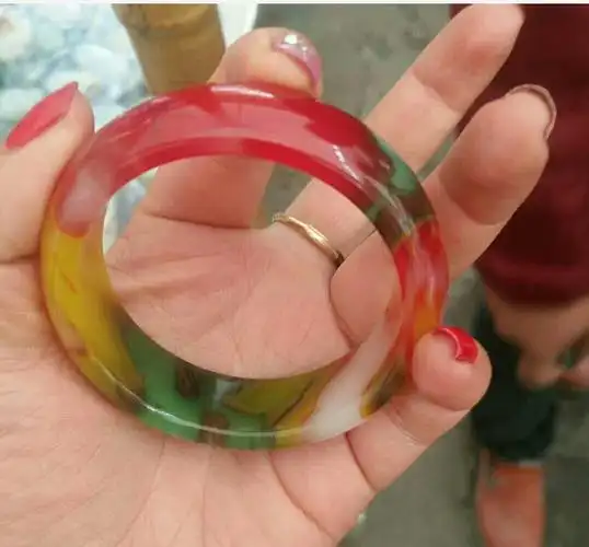 新疆七彩玛瑙手镯 外蒙料镯子 玉石工艺品批发