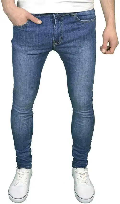 'senjo' 男士设计师品牌弹力超紧身牛仔裤