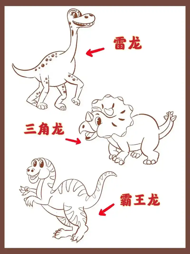 恐龙简笔画丨霸王龙绘画 恐龙绘画迅猛龙.绘画必备!