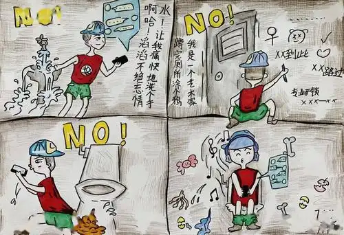 "情系校园 文明礼仪伴我行"文明如厕四格漫画大赛_厕所