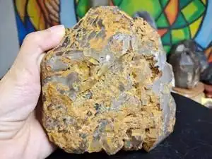 天然老皮水晶骸骨金沙原石摆件镇宅鳄鱼皮骨干