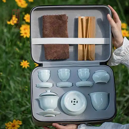 上古 户外便携包旅行茶艺教学套组盖碗茶杯功夫茶具礼品logo-阿里巴巴
