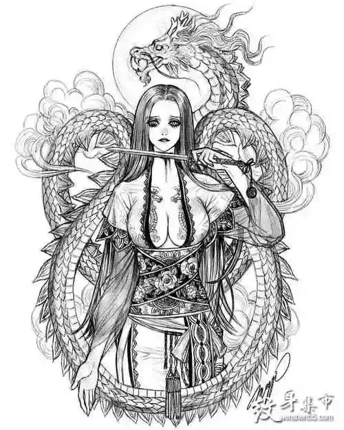 龙姬纹身龙姬纹身手稿龙姬纹身手稿图案