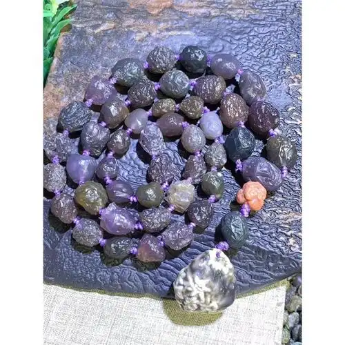 玛瑙新疆紫罗兰原石项链戈壁壁石毛衣链紫筋脉颈饰