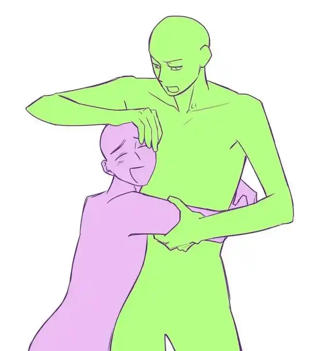 【绘画素材】双人物动态姿势构图参考素材.#绘画素材 #板绘  - 抖音