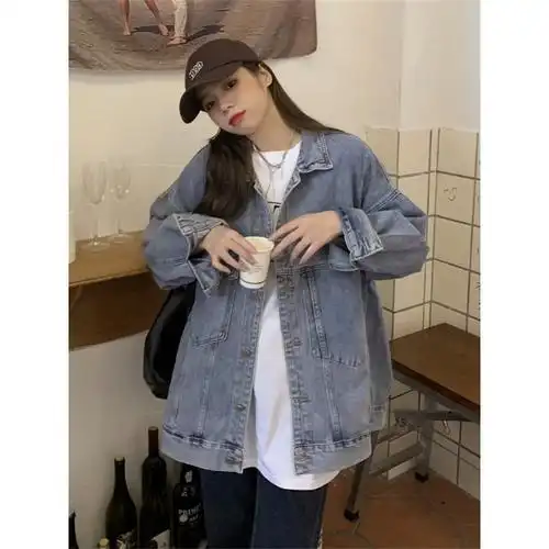 牛仔外套女2024小众设计感宽松bf风春秋中长款别致上衣ins潮新款