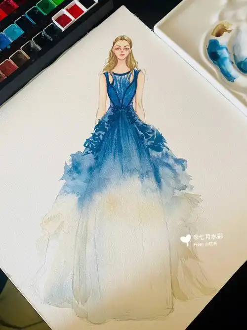 服装效果图水彩绘画作品
