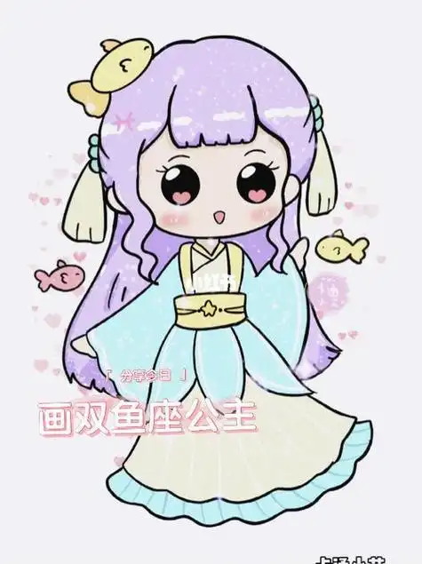 座简笔画怎么画十二星座q版萌图双鱼座简笔画步骤双鱼座的娃娃简笔画