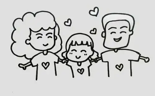 新装饰涂成红色衣服,涂上自己喜欢的颜色漂亮的三口之家简笔画就缓妹