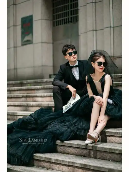 郴州街拍婚纱照黑纱婚纱照