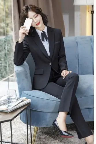 职业装女套装秋冬长袖面试西装销售房地产保险业务员工作服批发