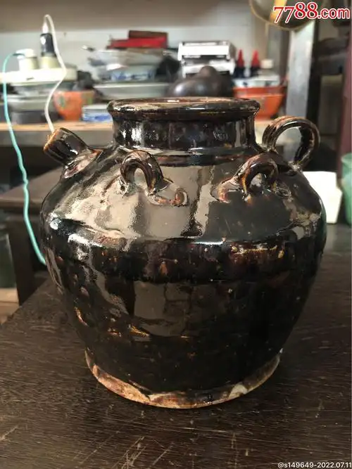 民国四耳酱釉陶罐_酱釉瓷/紫金釉_图片价格_收藏行情_7788集邮网