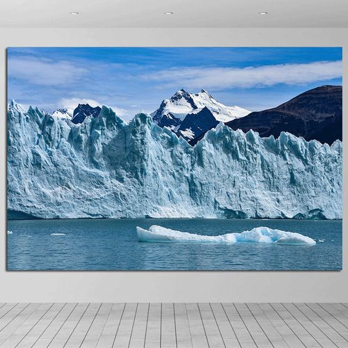 财源滚滚雪山雪景自粘墙贴冰山冰川美景唯美装饰画酒店温馨聚财画