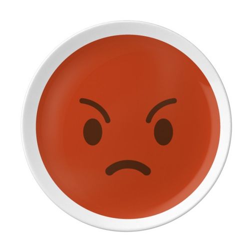 生气红色可爱网聊表情包插画陶瓷餐盘子8寸月光盘餐具家居礼物