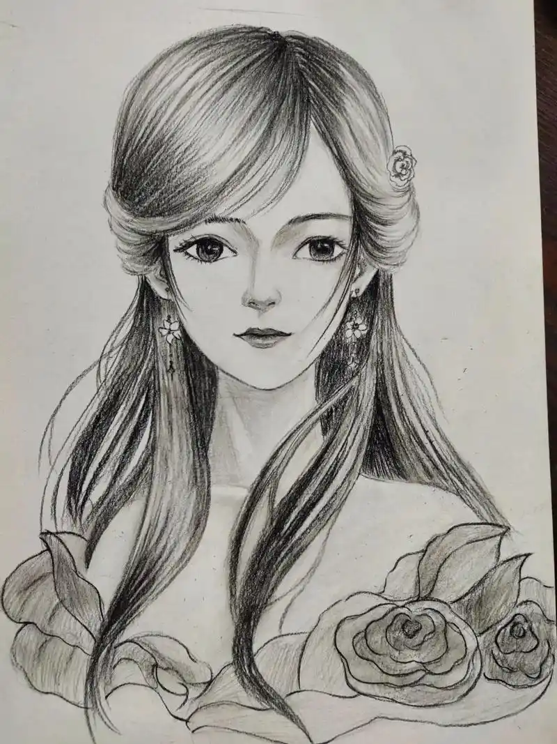 四年级到初中学生的炭笔人物,动漫人物#动漫人物素描画 - 抖音