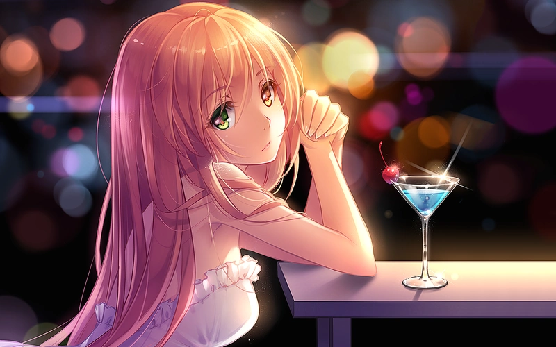 anime,anime girls,drinking glass,壁纸,高清壁纸人物,长发,动漫