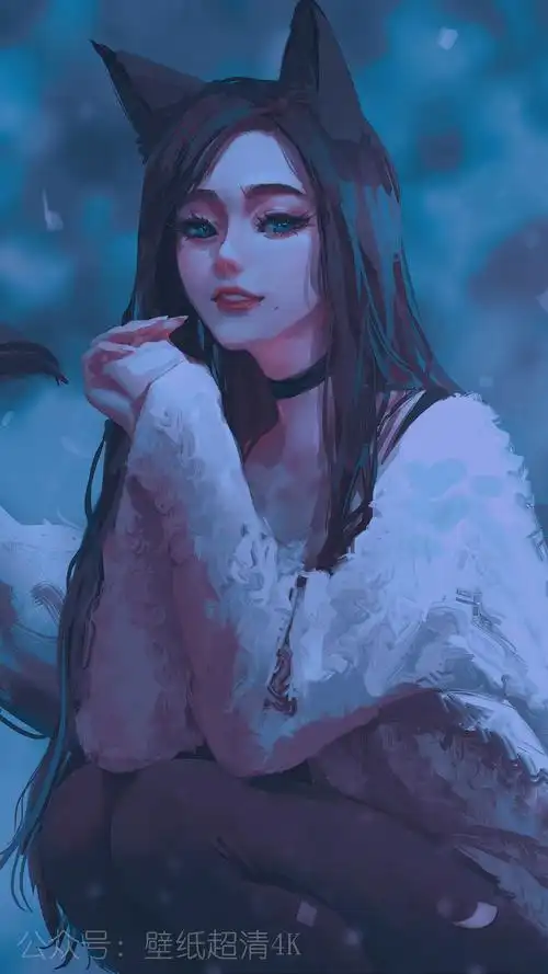 兽耳女孩狐狸尾巴厚涂唯美动漫少女4k手机壁纸2160x3840