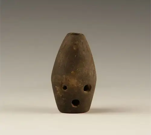 素面五孔黑陶埙