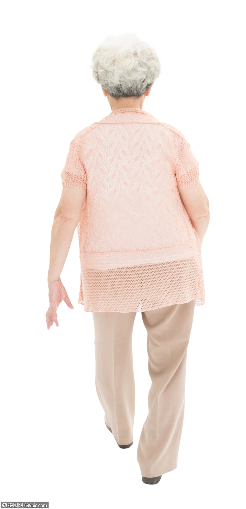老年奶奶背影模特白发