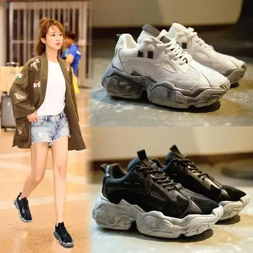 香港明星杨紫同款松糕运动鞋 2022秋冬新款ins网红超火老爹鞋厚底