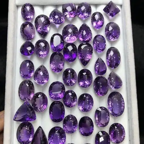 天然紫水晶裸石吊坠 千禧切工大颗粒戒面全净体乌拉圭深色k金品质