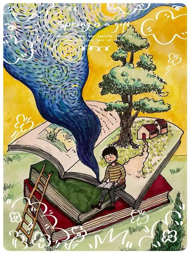 阅读主题插画海报手绘 记录一下招教试题