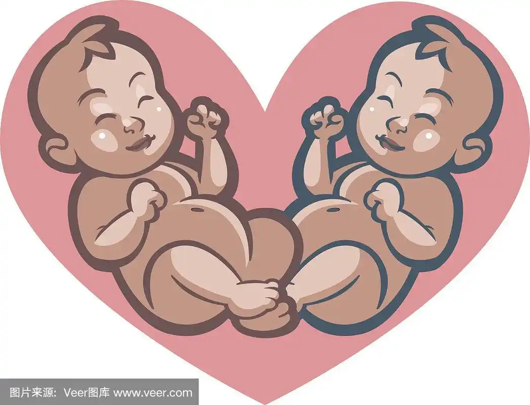 可爱的新生双胞胎宝宝微笑着