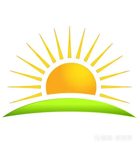 绿水青山带太阳标志矢量图标