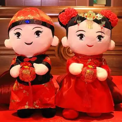 婚庆喜娃娃压床一对婚房布置天生一对新婚礼t物送人结婚娃娃一对