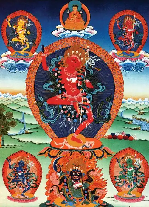 金刚瑜伽母像/金刚亥母唐卡/【免费结缘】藏传佛教/5寸/13x18cm