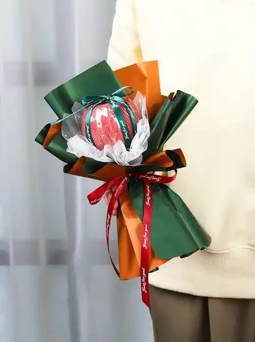 圣诞苹果花束包装纸diy材料包套装